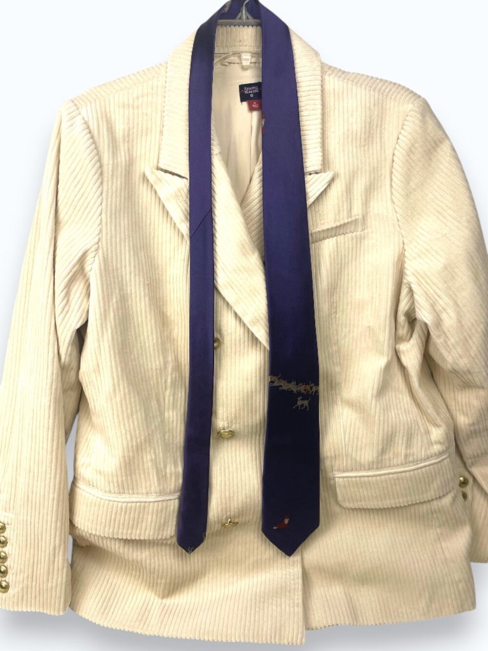 Perry Ellis Vintage Handmade Embroidered Silk Fox Hunt Tie - Picture 7 of 8